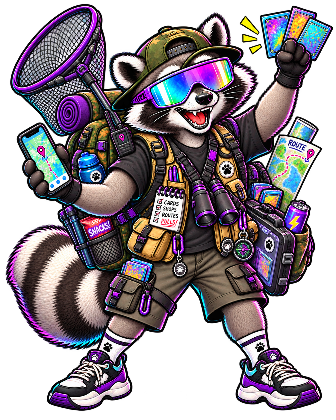 Hunter, Tamermap's raccoon card-hunting mascot.
